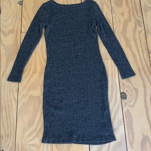 Grey bodycon sweater dress.